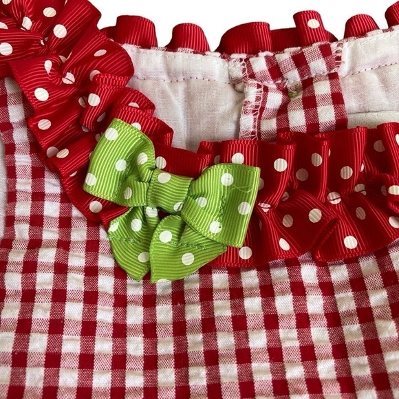 Emily Rose Girls Red White Gingham Seersucker Summer Dress Watermelon Size 3T - Picture 6 of 14